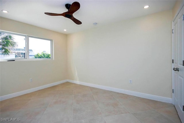 unfurnished room with ceiling fan