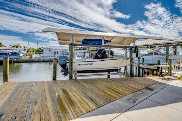 view of dock featuring a water view