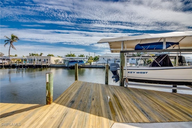 dock area with a water view