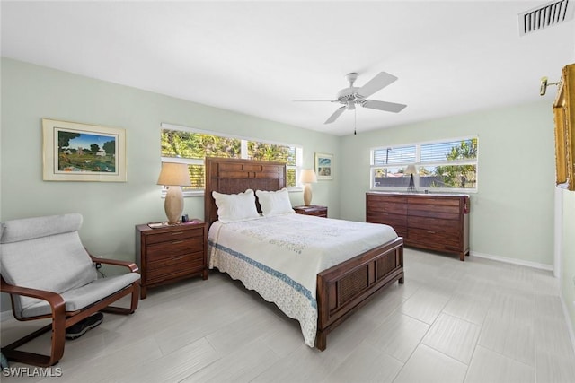 bedroom featuring ceiling fan