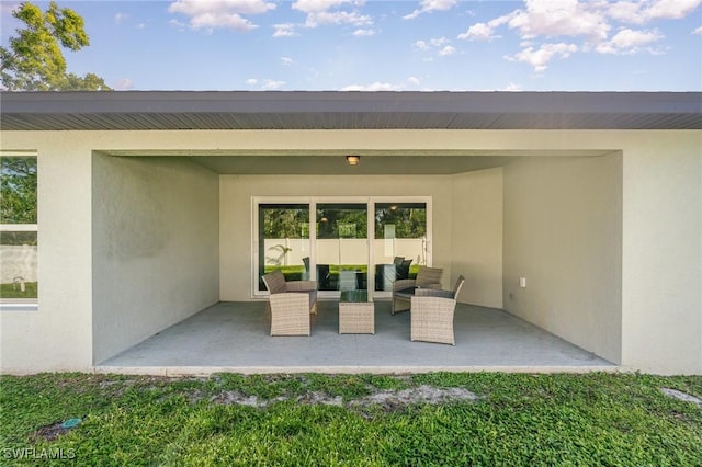 view of patio featuring fence