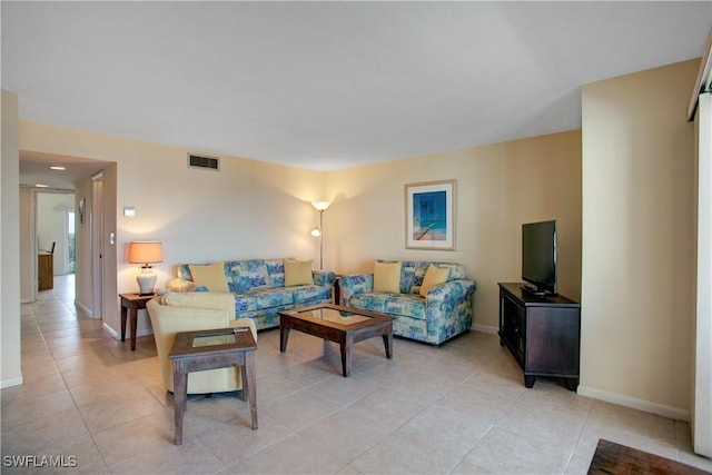 view of tiled living room