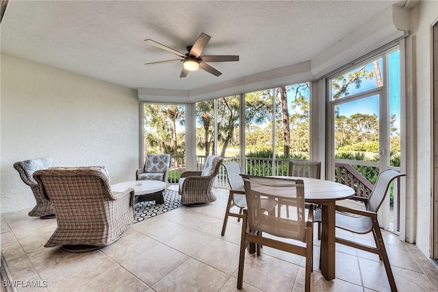 sunroom / solarium with ceiling fan