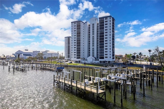 view of dock featuring a water view