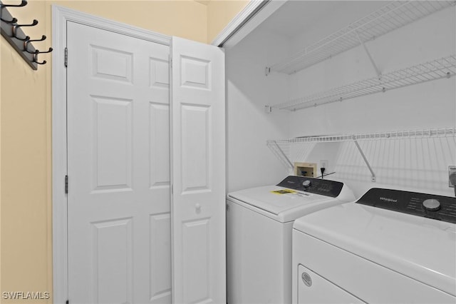 laundry room with washing machine and clothes dryer