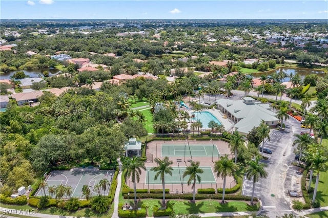 bird's eye view featuring a water view