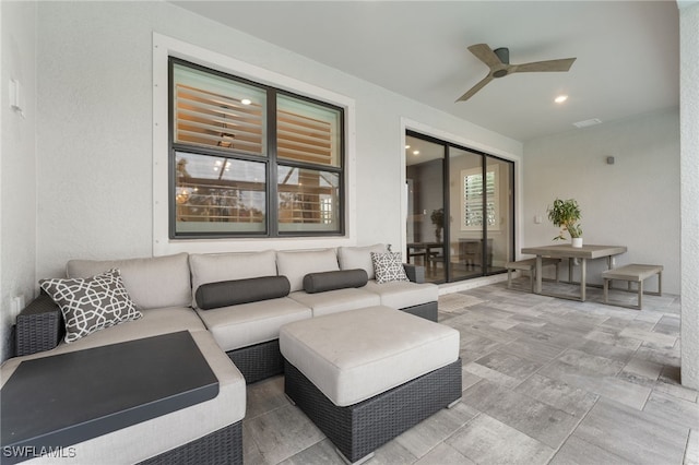 view of patio / terrace featuring outdoor lounge area and ceiling fan