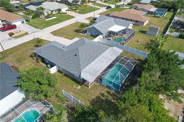 aerial view with a residential view