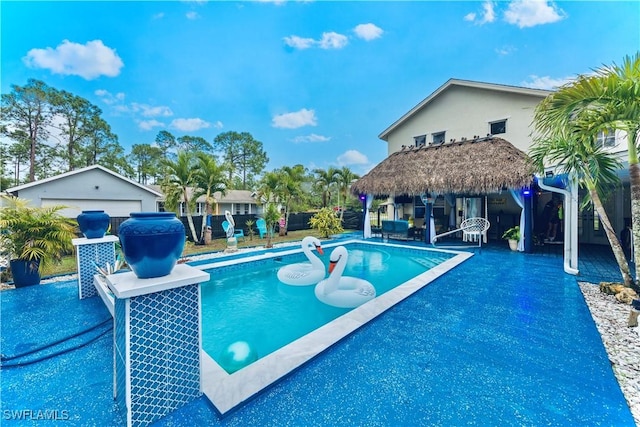 view of pool featuring a gazebo