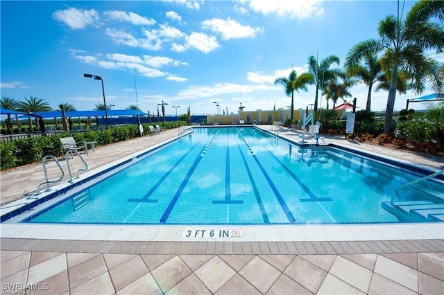 view of pool featuring a patio area