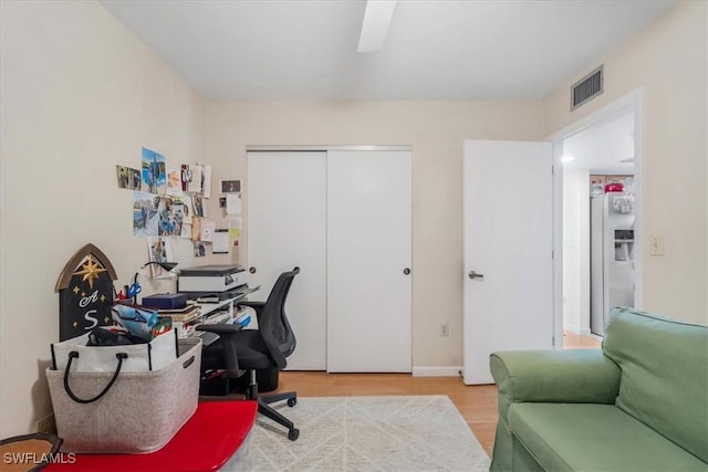 office space featuring light hardwood / wood-style flooring