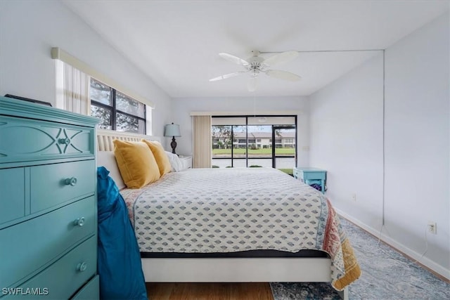 bedroom featuring ceiling fan