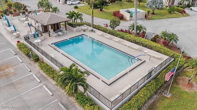 view of pool featuring a patio