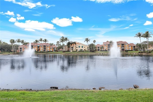 view of water feature with a residential view