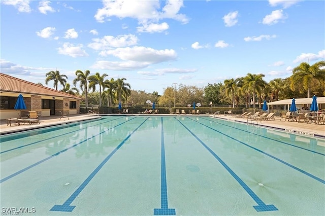 view of pool featuring a patio area