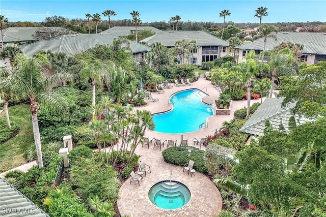 view of pool with a community hot tub and a patio area