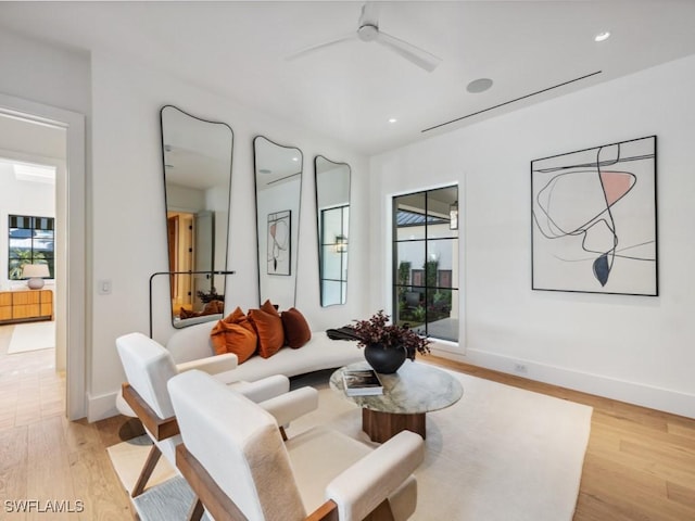 living room with light hardwood / wood-style floors