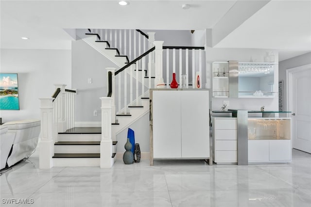 stairway with recessed lighting