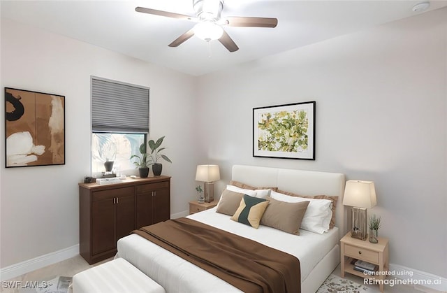 bedroom featuring ceiling fan