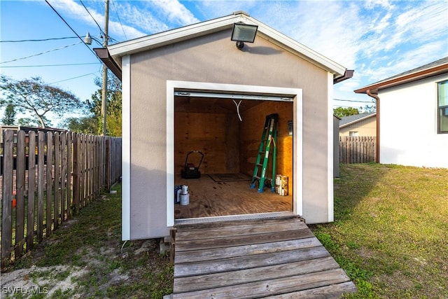 view of outdoor structure featuring a yard