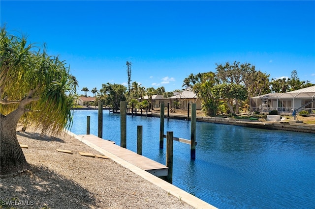 dock area featuring a water view