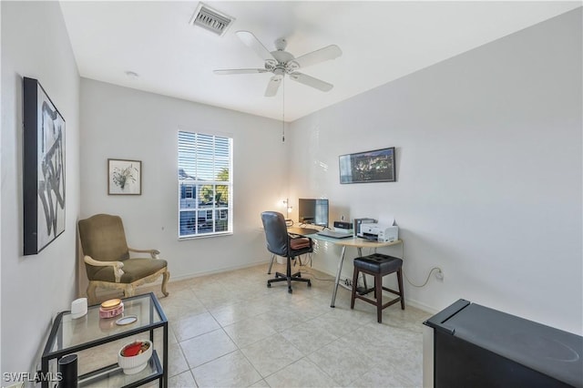 office featuring ceiling fan