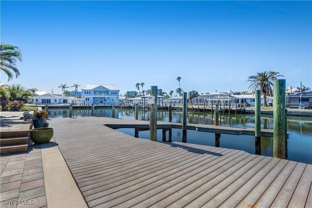 dock area featuring a water view