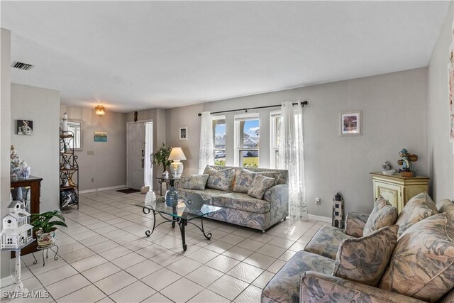 view of tiled living room