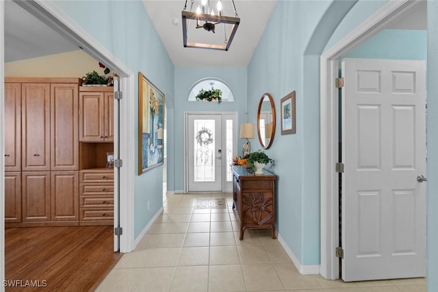 foyer with light tile patterned floors