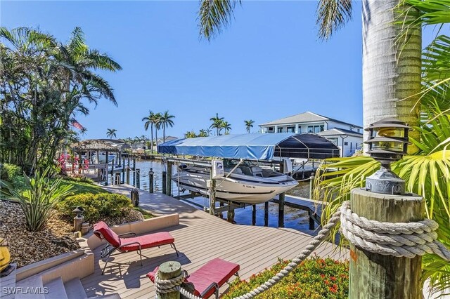 dock area featuring a water view