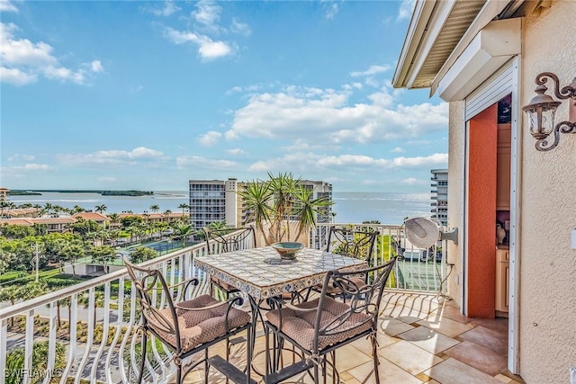 balcony with a water view