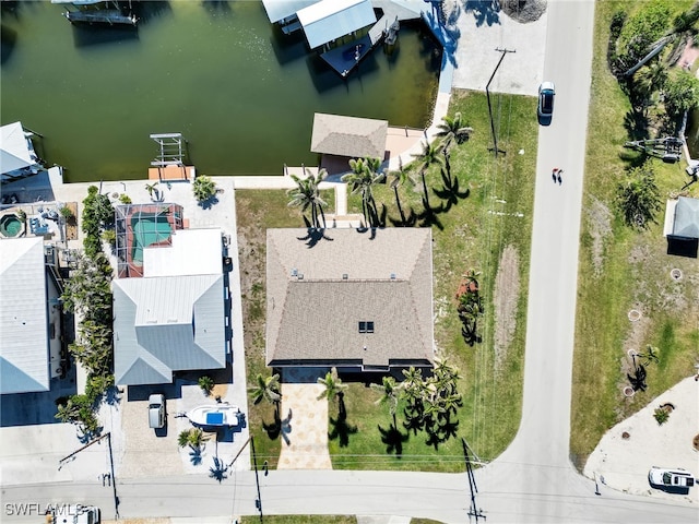 bird's eye view featuring a water view