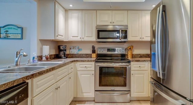 kitchen with white cabinetry, appliances with stainless steel finishes, and sink