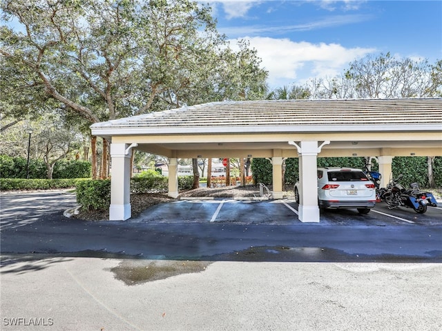 view of parking featuring a carport