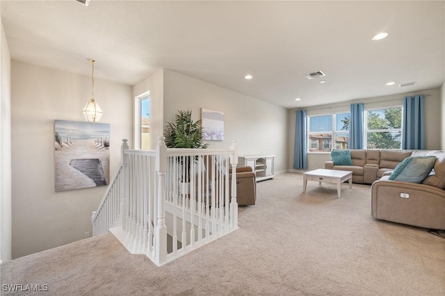 living room featuring carpet flooring