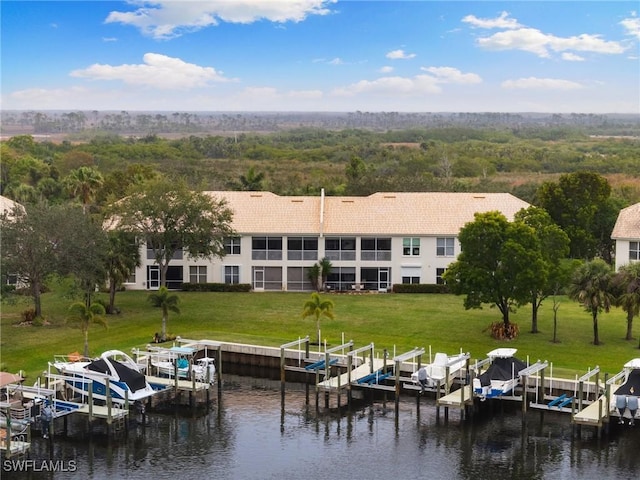 dock area featuring a water view