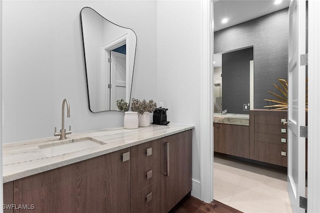 bathroom featuring vanity and tile patterned floors