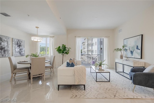 view of tiled living room