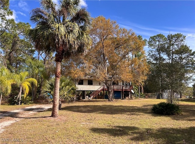 view of yard featuring a deck