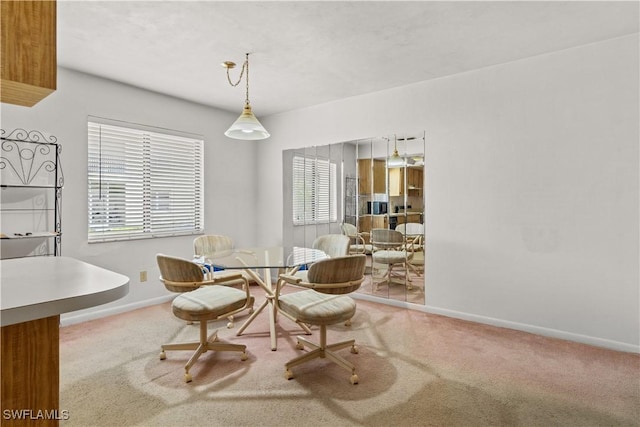 view of carpeted dining room