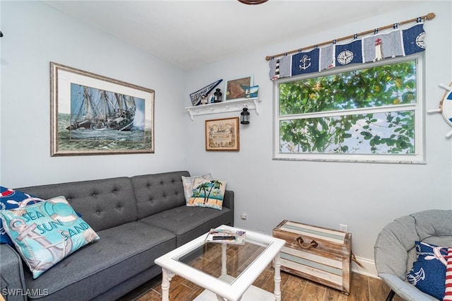 living room featuring hardwood / wood-style flooring