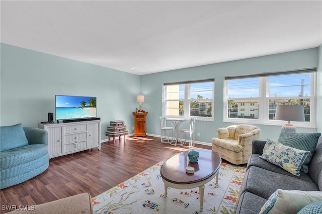 living room featuring hardwood / wood-style flooring