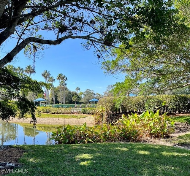 view of yard featuring a water view