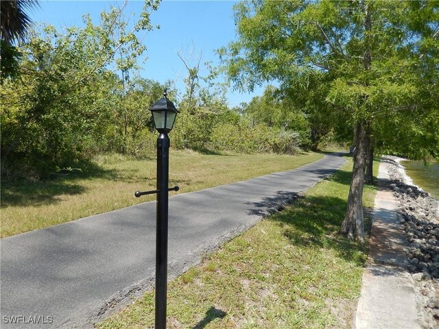 view of road with a water view