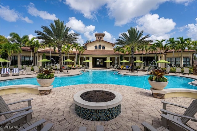 view of pool featuring a patio area