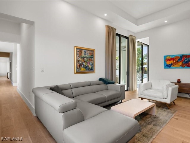 living room featuring light hardwood / wood-style floors