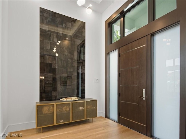 foyer with light hardwood / wood-style floors