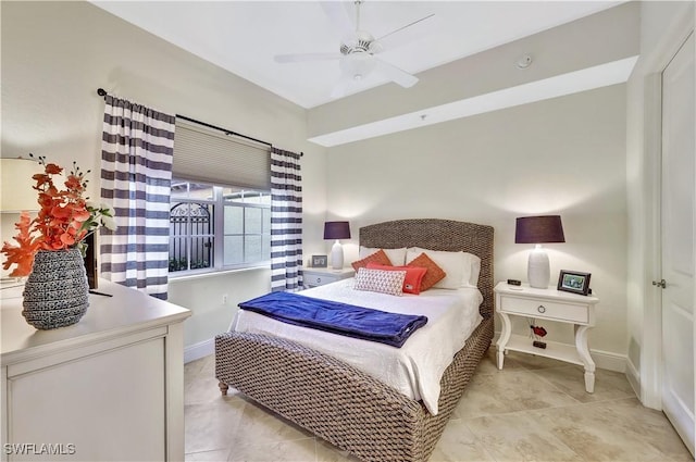 bedroom featuring ceiling fan