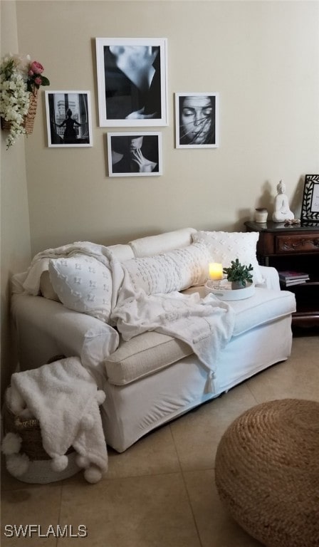 living room featuring tile patterned floors