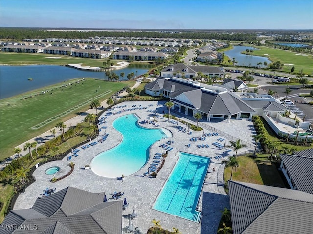 43010 Greenway Blvd Unit 244, Punta Gorda, FL 33982 - aerial perspective of suburban area featuring a nearby body of water, a pool, and a golf course